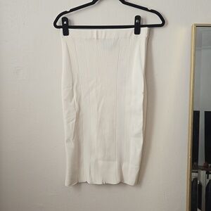 Nicole Miller White midi ribbed skirt